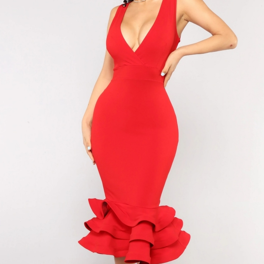 Fashion Nova Dates With Babe Ruffle Red Dress